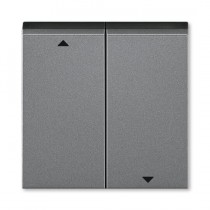 kryt spínače žaluziového kolébkového, dělený, s potiskem; ocelová/kouř. černá, design LEVIT M